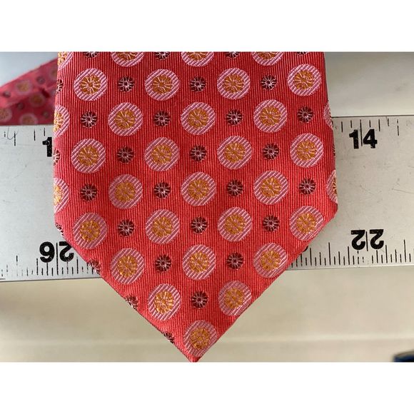 Boss Hugo Boss 100% Silk Pink Coral Daisy Floral Neck Tie Made in Italy - Picture 3 of 6